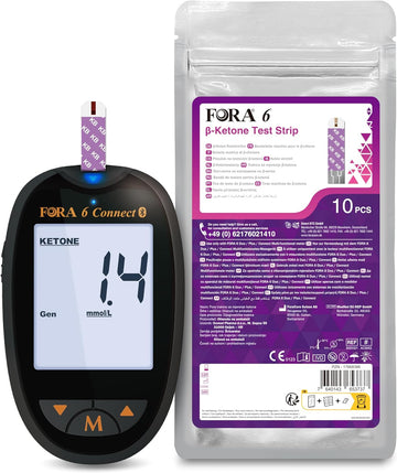 FORA 6 Connect (mmol/l) mit 10 Ketone Teststreifen