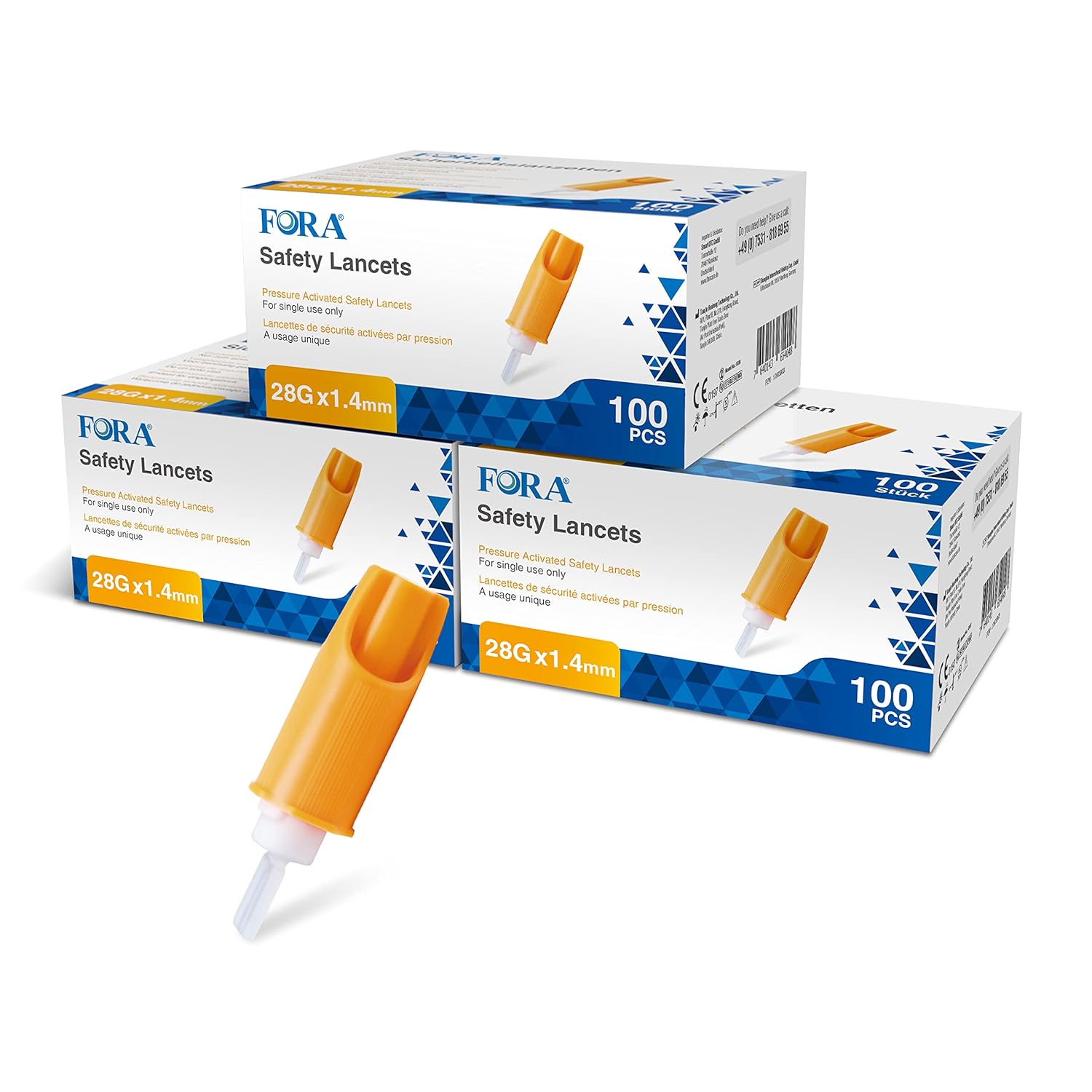 Fora Sicherheitslanzetten 28G 1.4mm, 3x100 Stück