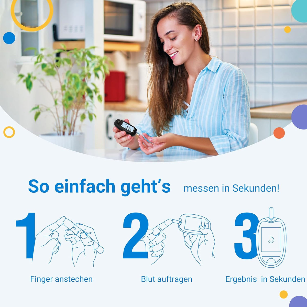 FORA 6 Connect Lila-Set mit 3-in-1-Teststreifen, Bild 5