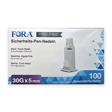 FORA PRO-FINE Sicherheits-Pen-Nadeln 30G × 5 mm, 100 Stück