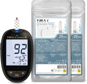 FORA 6 Connect (mmol/l) mit 2x25 3-1 Teststreifen (Blutzucker, Hämatokrit und Hämoglobin)